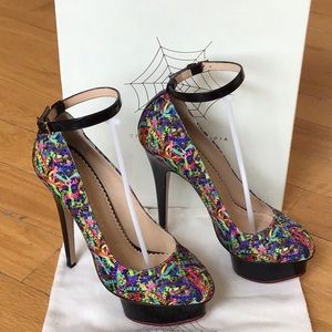 CHARLOTTE OLYMPIA Dolores Bahia Print Satin Pumps.